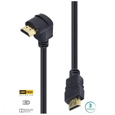 Cabo Hdmi 2.0 4k Ultra Hd 3d Conexão Ethernet Com 01 Conector 90º 3 Metros - H2090-3