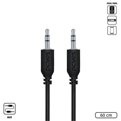 Cabo P2 3.5mm Macho Para P2 3.5mm Macho 28awg Puro Cobre 60 Cm - P35m-06