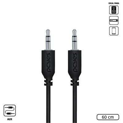 Cabo P2 3.5mm Macho Para P2 3.5mm Macho 28awg Puro Cobre 60 Cm - P35m-06