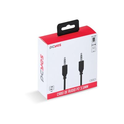Cabo P2 3.5mm Macho Para P2 3.5mm Macho 28awg Puro Cobre 60 Cm - P35m-06