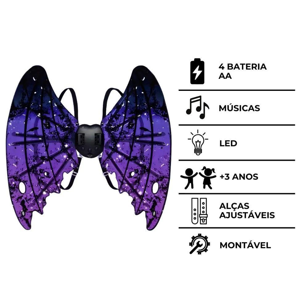 Fantasia De Asas Para Festas Com Led E Música - Vampiro