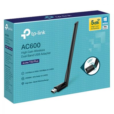 Adaptador Usb Wireless Ac600 Archer Dual Band 2.4ghz E 5ghz Antena 5dbi T2u Plus