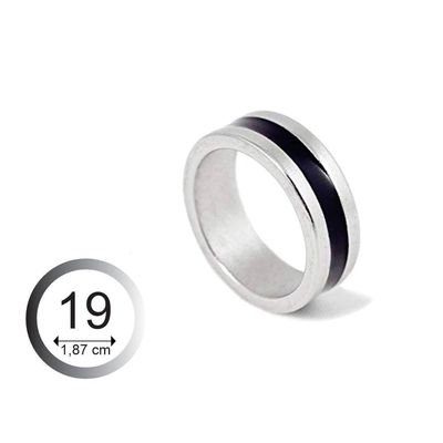 Anel Imantado, Magnético - Pk Ring Tamanho 19 Modelo Prata Com Preto