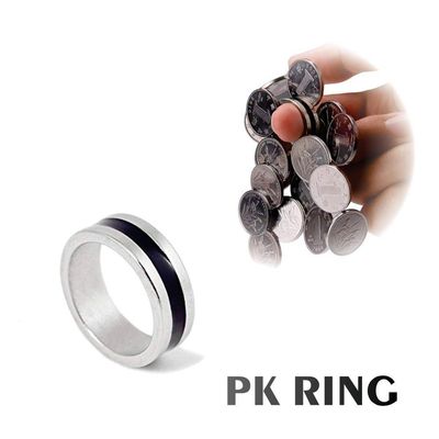 Anel Imantado, Magnético - Pk Ring Tamanho 19 Modelo Prata Com Preto
