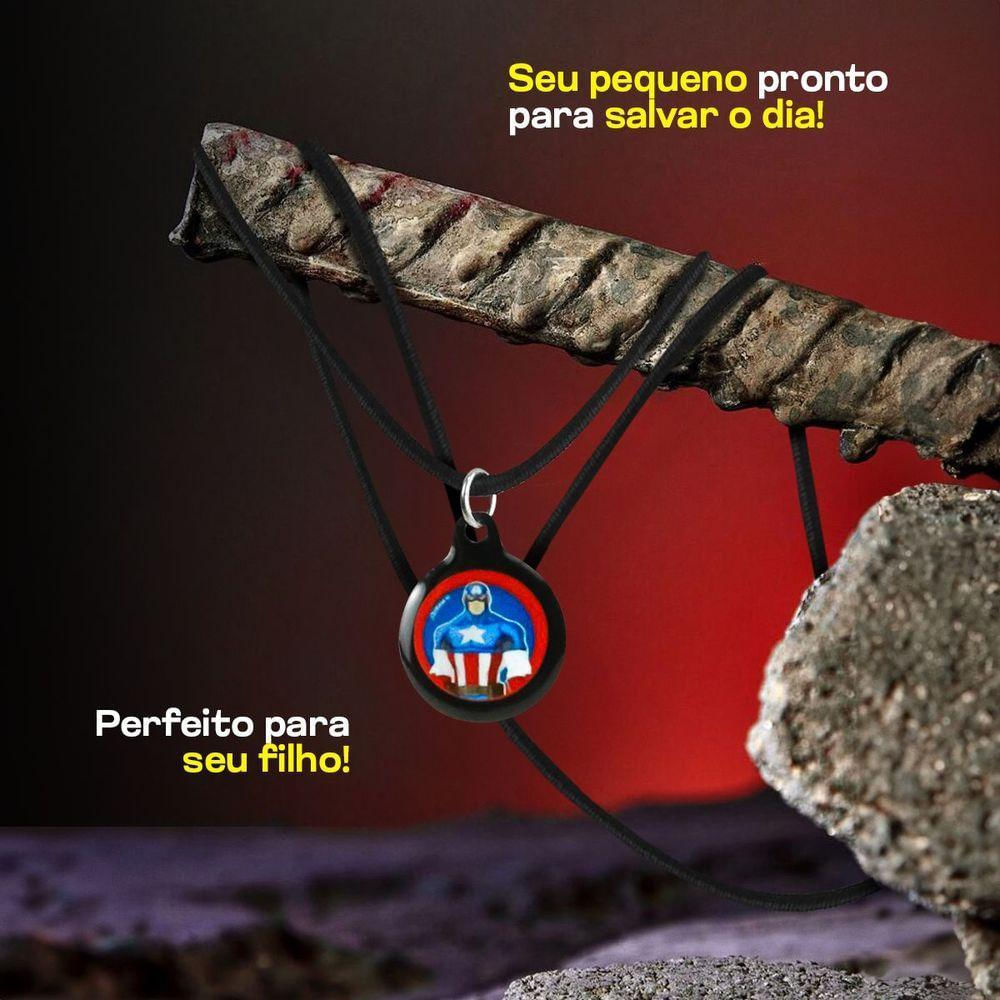 Colar Infantil Menino + Pingente Premium Capitão America
