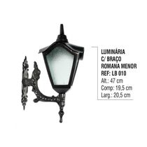 Luminária Colonial Romana Menor com Braço em Alumínio 47cm