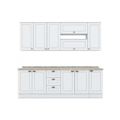Cozinha Modulada Completa Americana 10 Peças (4Aéreos+3Balcões+3Complementos ) C5P31 Branco - Henn