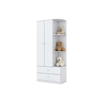 Quarto de Bebê Completo Labirinto 2 Peças (1 Guarda Roupa + 1 Cômoda) QI96 Rústico/Branco - Henn