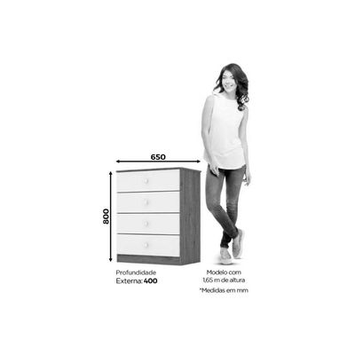Quarto de Bebê Completo Labirinto 2 Peças (1 Guarda Roupa + 1 Cômoda) QI96 Rústico/Branco - Henn