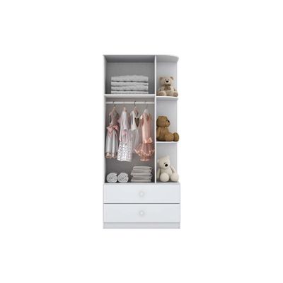 Quarto de Bebê Completo Labirinto 2 Peças (1 Guarda Roupa + 1 Cômoda) QI96 Rústico/Branco - Henn
