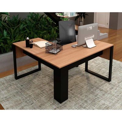 Mesa Computador Canto ME4181 Amêndoa/Preto - Tecno Mobili