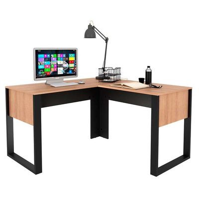 Mesa Computador Canto ME4181 Amêndoa/Preto - Tecno Mobili