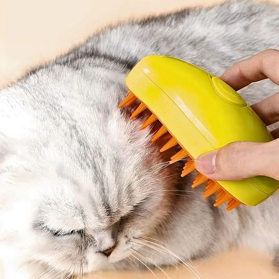 Escova Autolimpante 3 Em 1 Para Pets A Vapor Com Spray
