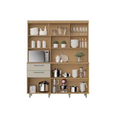 Cozinha Compacta Nobreza c/ 5 Portas e 2 Gavetas 160cm Carvalho/Cinza - Nesher