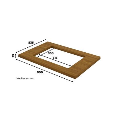 Tampo p/ Balcão Cozinha Cooktop Requinte 80x53cm Nature - Henn
