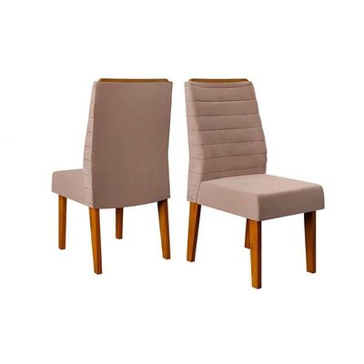 Cadeira Sala de Jantar Ondina Kit 2 Un Freijó/Suede Kraft Bege - DJ Móveis