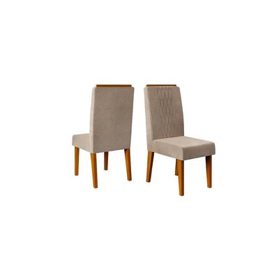 Cadeira Sala de Jantar Lia Kit 2 Un Freijó/Suede Kraft Bege - DJ Móveis