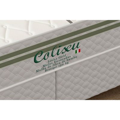 Cama Box Queen: Colchão Molas Ensacadas Paropas Coliseu + Base CRC Suede Black (158x198)