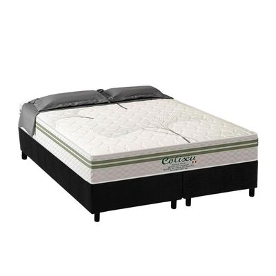 Cama Box Queen: Colchão Molas Ensacadas Paropas Coliseu + Base CRC Suede Black (158x198)
