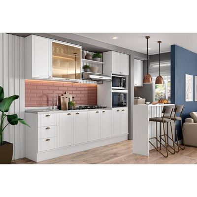 Armário Aéreo Cozinha Modulado Bella Ripado 2606 c/ 2 Prateleiras 80cm Nogal - Carraro