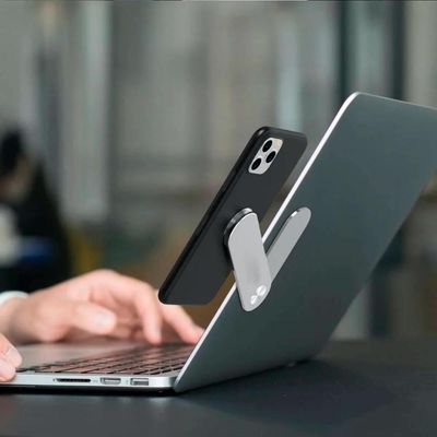 Suporte De Celular De Alumínio Magnético Para Notebook Prateado