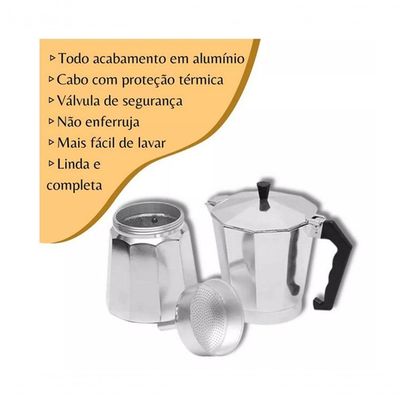Cafeteira Italiana Inox 3 Xícaras De Café Moka
