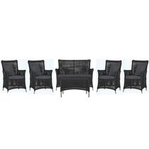 Jogo Sofá 4 Poltronas E Mesa Igapó Fendi E11 Trama Original Preto