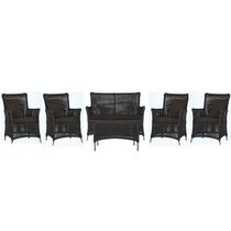 Jogo Sofá 4 Poltronas E Mesa Igapó Fendi E9 Trama Original Preto