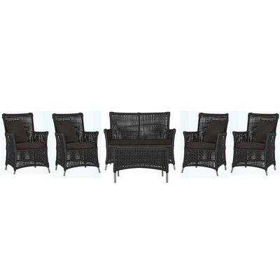 Jogo Sofá 4 Poltronas E Mesa Igapó Fendi E9 Trama Original Preto