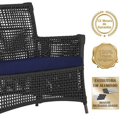 Jogo Sofá 4 Poltronas E Mesa Igapó Marrom E10 Trama Original Preto