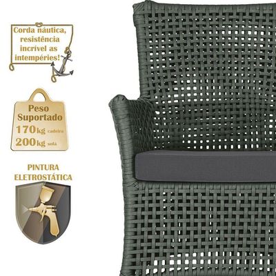 Jogo Sofá 4 Poltronas E Mesa Igapó Marrom E11 Trama Original Verde