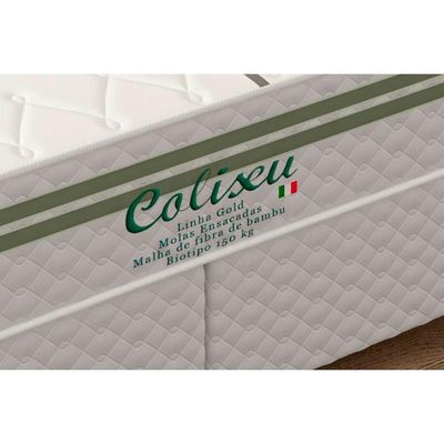 Conjunto Box Baú Casal: Colchão Molas Paropas Ensacadas Coliseu + Base CRC Suede White (138x188)
