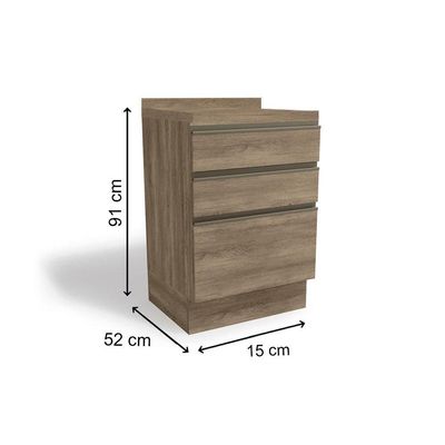 Balcão de Cozinha c/ Tampo Maxxi G743 c/ 3 Gavetas 60cm Nogal/Nogal - Kappesberg