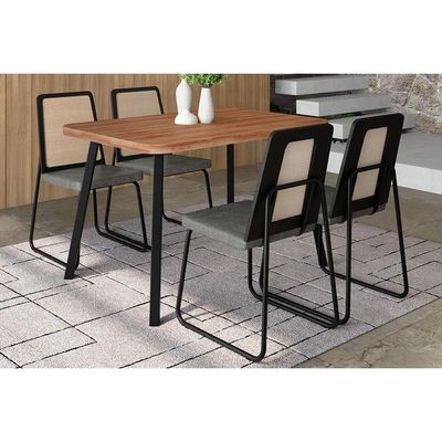 Kit 4 Cadeiras de Cozinha Wood 1751 4 Uni Preto/Linho Grafite - Carraro