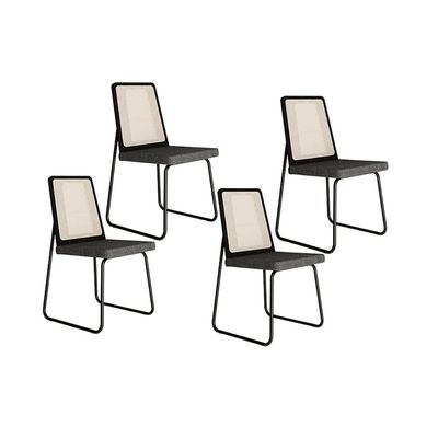 Kit 4 Cadeiras de Cozinha Wood 1751 4 Uni Preto/Linho Grafite - Carraro