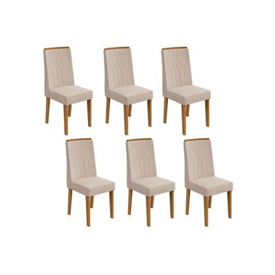 Kit 6 Cadeiras Sala Jantar Exclusive 6 Un Amêndoa/Linho Bege Rinzai - Lopas