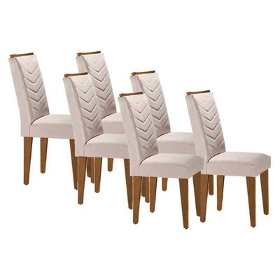 Kit 6 Cadeiras de Cozinha Londrina 6 Un Capuccino/Suede Creme - Rufato