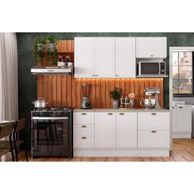 Kit Cozinha Modulada 9 Peças Bella (2Aéreos+2Balcões+5Complementos) C9P60 Branco-Carraro