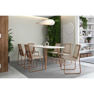 Kit 2 Cadeiras de Cozinha Wood 1751 Aço 2 Uni Rose/Linho Areia - Carraro