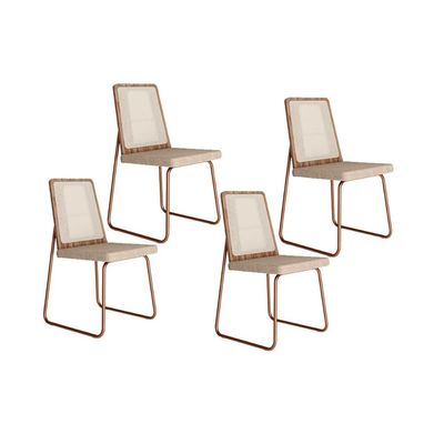 Kit 4 Cadeiras de Cozinha Wood 1751 4 Uni Rose/Linho Areia - Carraro