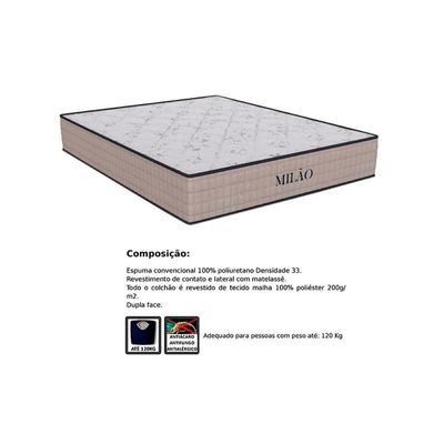 Cama Box Solteiro: Colchão Espuma D33 Orthoflex Milão Black + Base CRC Suede Clean (78x188)