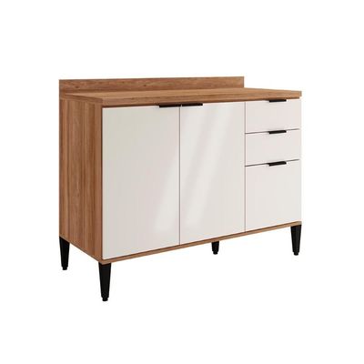 Gabinete de Cozinha Modulado Balcão Alpha 2506 3 Portas e 2 Gavetas c/ Tampo 120cm Freijo - Carraro