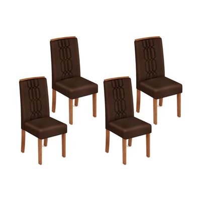 Kit 4 Cadeiras Sala Jantar Zoe 4 Un Freijó/Suede Moca - DJ Móveis