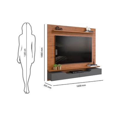 Home p/ TV até 60 Pol Levi c/ Prateleiras 160x146cm Cedro/Bali - DJ Móveis