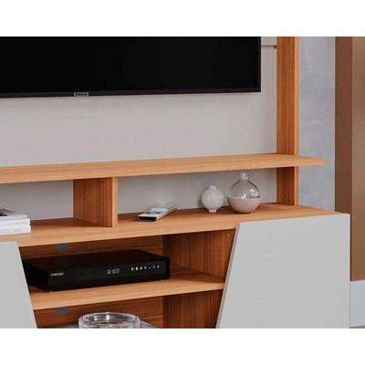 Painel Home p/ TV até 55 Pol Master c/ 2 Prateleiras e Pés 135x183cm Off White/Nature - Permóbili