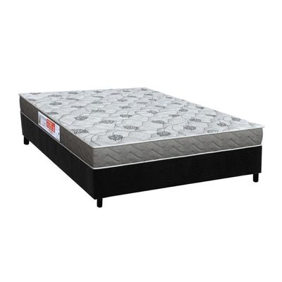 Cama Box Casal: Colchão Espuma D45 Orthoflex Comfortpedic + Base CRC Suede Black (138x188)