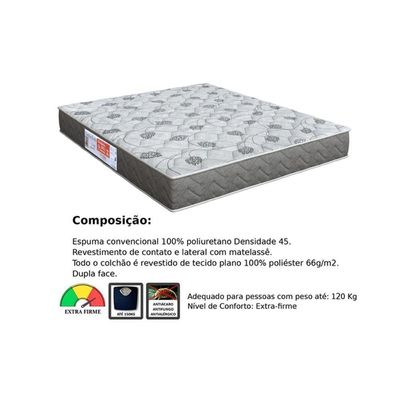 Cama Box Casal: Colchão Espuma D45 Orthoflex Comfortpedic + Base CRC Suede Black (138x188)