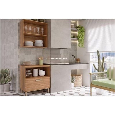 Cozinha Modulada Completa Bella 2 Peças s/ Portas (1Aéreo+1Balcão) 80cm Freijo - MGM