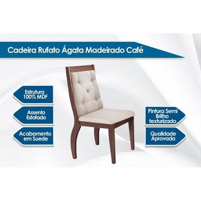 Kit 4 Cadeiras de Cozinha Ágata CF 4 Un Café/Suede Chocolate - Rufato