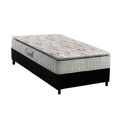 Cama Box Solteiro: Colchão Espuma D33 D Angelis Anjos Orthosono + Base CRC Suede Black (88x188)